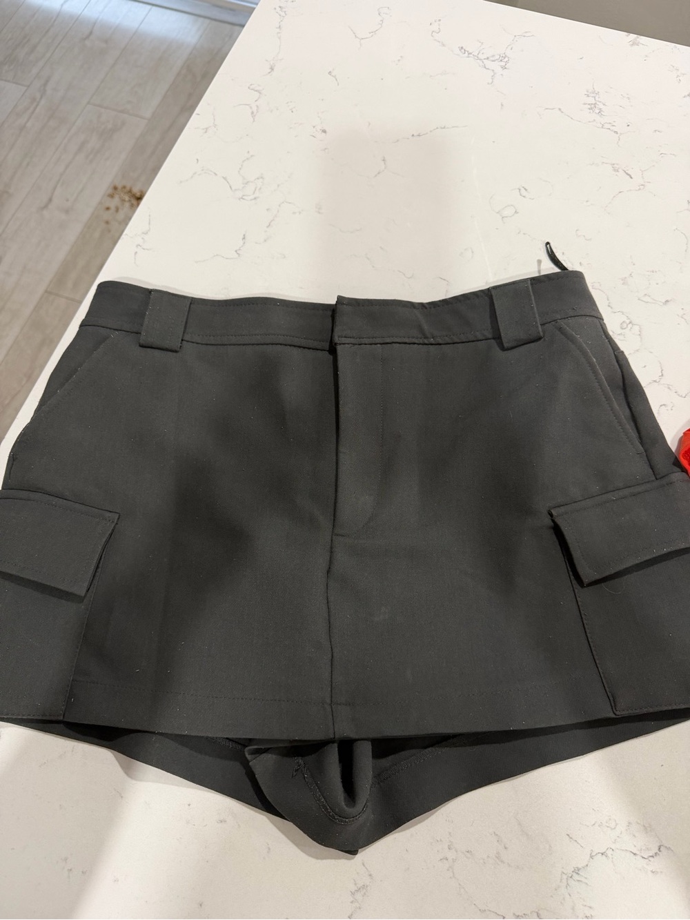 Zara High-Rise Black Cargo Skort Shorts